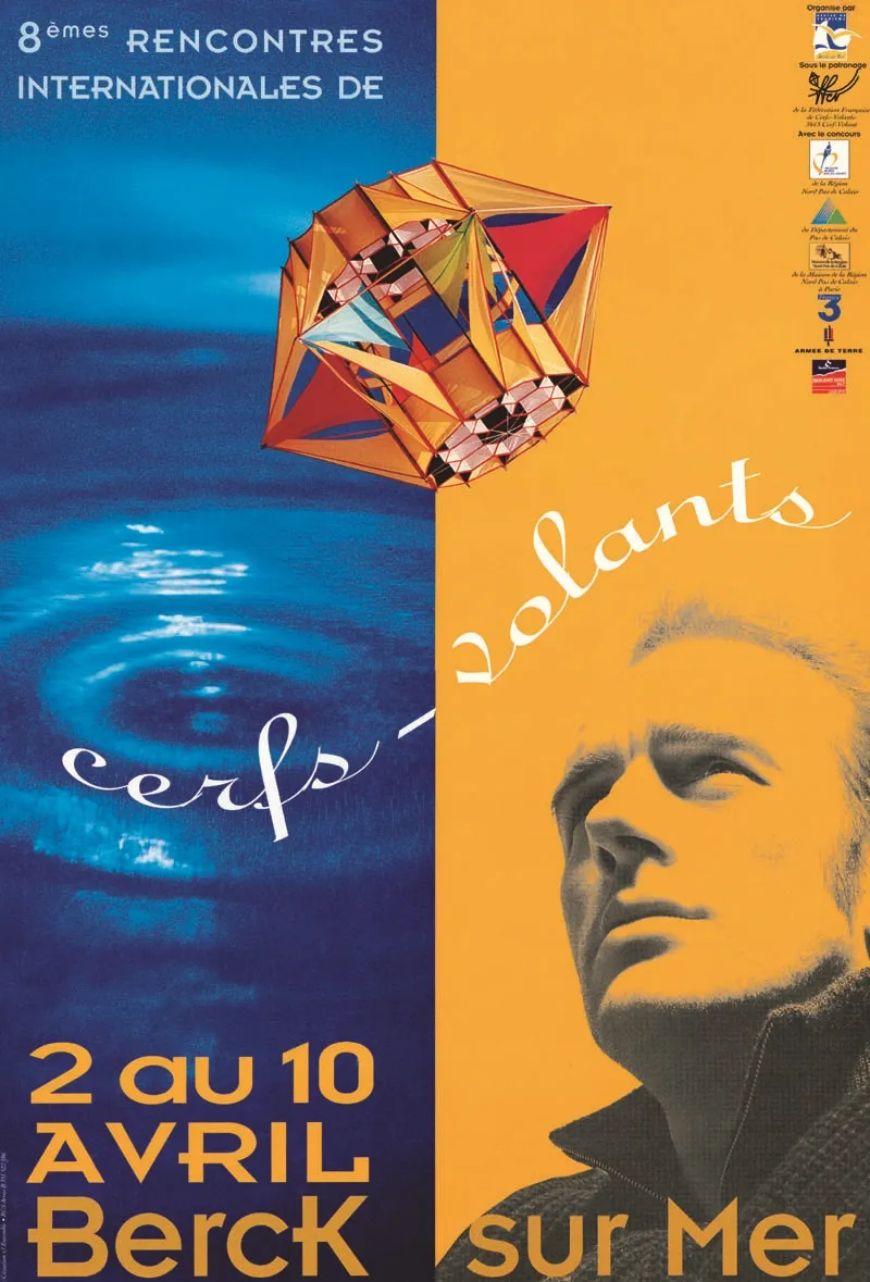 Affiche des 8es Rencontres internationales de cerfs-volants de Berck en 1994 avec la Planète jaune